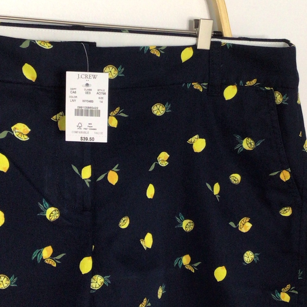 J. Crew Navy Shorts with Lemon Pattern. 5 inch inseam New with tags!